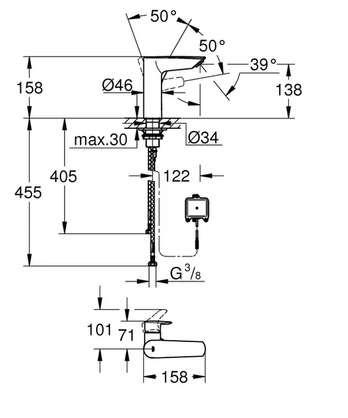 Змішувач для раковини Grohe Eurosmart з інфрачервоною електронікою (239752433)