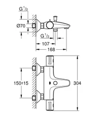 Змішувач для ванни з термостатом Grohe Grohtherm 800 (1022032430)