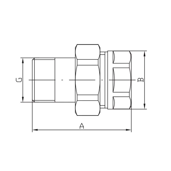 Згін американка прямий, БЕЗ НІКЕЛЮ KOER KR.341.WN - 3/4" (KR4737)