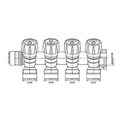 Колектор для теплої підлоги на 4 вих. Roho R809-04 - 3/4"x3/4" EK (RO0251)