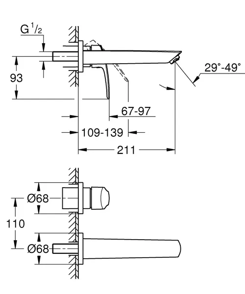 Змішувач для раковини Grohe Eurosmart на 2 отвори M-Size (293382433)