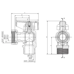 Кран кульовий кутовий Н/Г, ручка "метелик" червона Roho R116-075 -3/4"х3/4" ВЗ (RO0237)