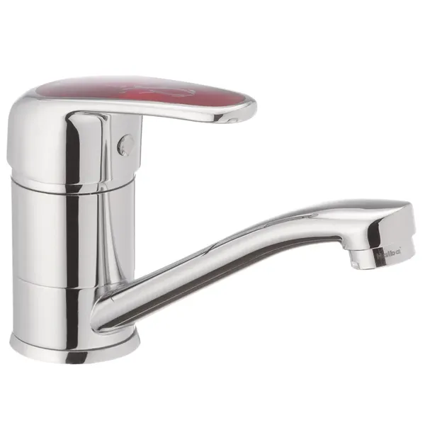 Змішувач для умивальника Haiba Magic 555 (15 см) з червоною ручкою (HB0673)