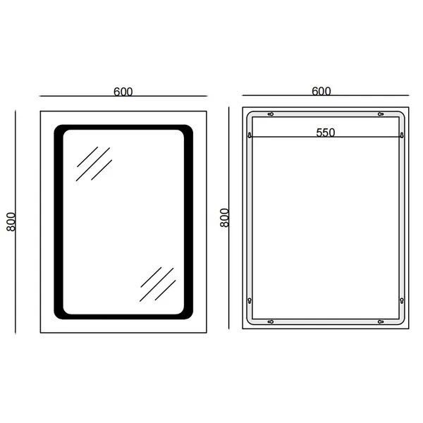 Дзеркало Mixxus TWEE MR09-80x60-Reverse з Led Touch, Anti-fog, димером, регулятором яскравості (MI6660)
