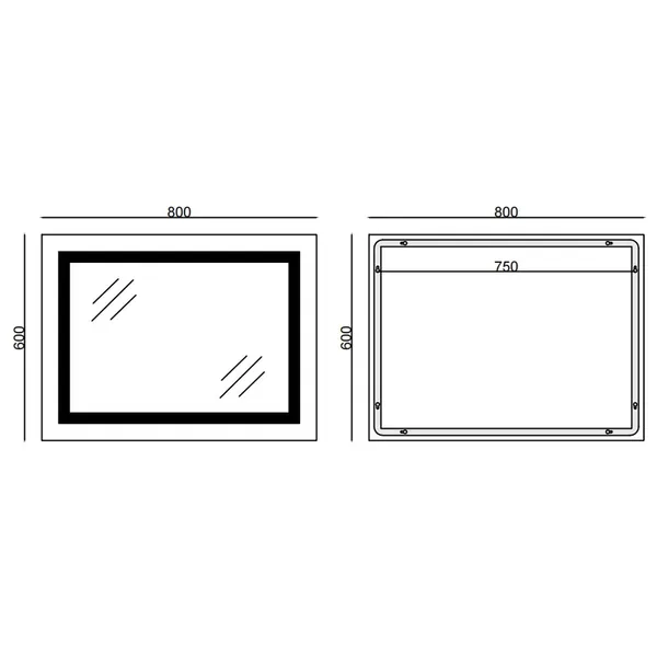 Дзеркало Mixxus STYLE MR13-80x60-Reverse з Led Touch, Anti-fog, димером, регулятором яскравості (MI6666)