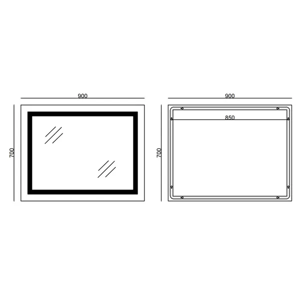 Дзеркало Mixxus WARM MR02-90x70-CASE з Led Touch, Anti-fog, димером, регулятором яскравості, годинником (MI6674)
