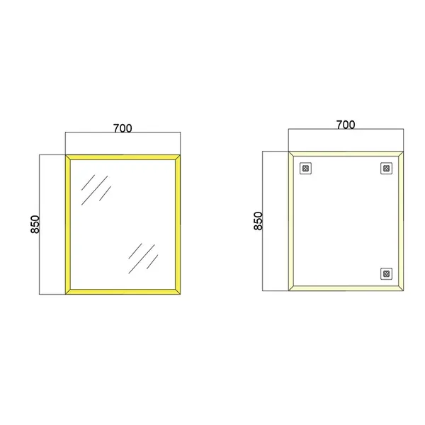 Дзеркало настінне Zerix FONTE MRZ09-70x85-Reverse GOLD прямокутне в золотій рамі (ZX5639)