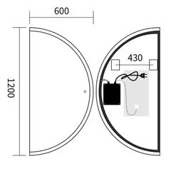 Дзеркало Mixxus Premium TOPPER MS03-60x120 з Led Touch, Anti-fog, димером (3-6,5kK) (MP6635)