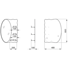 Дзеркало настінне Zerix SOLO MOZ01-48x68x10 асиметричне з 3-ма полицями (ZX5624)