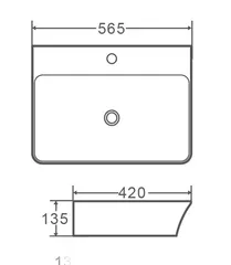 Умивальник накладний керамічний Mixxus Premium Bevel-0202 з переливом 560x415x125mm (MP6481)