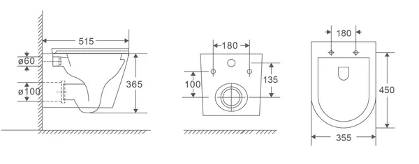 Унітаз підвісний Mixxus Premium Bevel-0301-T3 515x355x365mm, система змиву Tornado 3.0 (MP6472)