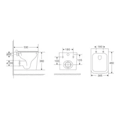 Унітаз підвісний Mixxus Premium Quadro-0302-T1 530x360x365mm, система змиву Tornado 1.0 (MP6456)