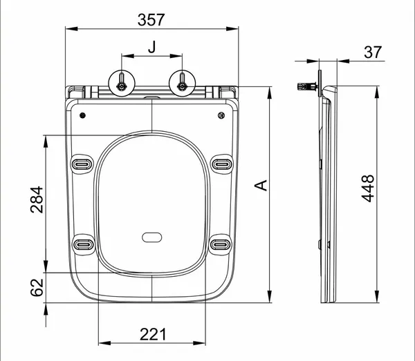 Унітаз підвісний Mixxus Premium Quadro-0302-R Black 530x360x365mm, система змиву RIMLESS (MP6455)