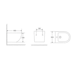 Біде підвісне Mixxus Premium Ellipse-0501 495x365x325mm (MP6469)