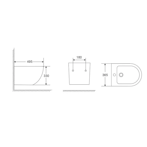 Біде підвісне Mixxus Premium Ellipse-0501 495x365x325mm (MP6469)