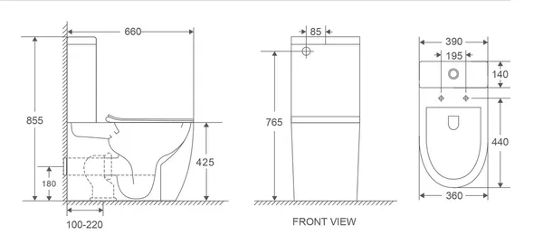 Унітаз-компакт Mixxus Premium Ellipse-0402-R 660x390x855mm, система змиву RIMLESS (MP6468)