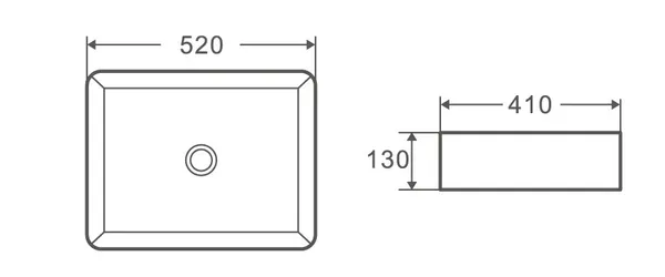 Умивальник накладний керамічний Mixxus Premium Quadro-0102 520x410x130mm (MP6488)