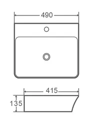 Умивальник накладний керамічний Mixxus Premium Bevel-0201 з переливом 485x410x125mm (MP6480)