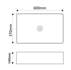 Уцінка - Раковина накладна Mixxus Premium QUADRO-0209 600х370х140mm з переливом (MP6522-20260519-9487)