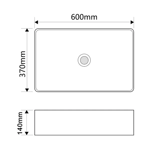 Уцінка - Раковина накладна Mixxus Premium QUADRO-0209 600х370х140mm з переливом (MP6522-20260519-9487)