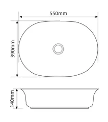 Раковина накладна Mixxus Premium ELLIPSE-0103 550х390х140mm (MP6553)
