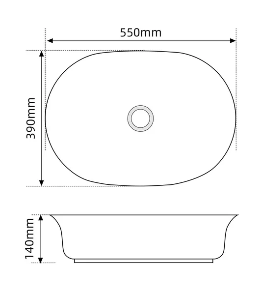 Раковина накладна Mixxus Premium ELLIPSE-0103 550х390х140mm (MP6553)