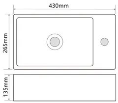Раковина підвісна Mixxus Premium QUADRO-1201-L 430х265х135mm з отвором під змішувач (MP6505)