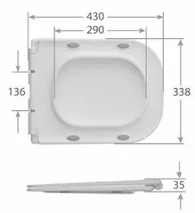 Сидіння-кришка для унітазу Mixxus SEAT COVER QUADRO-2003 з мікроліфтом 430х338х35mm (MI6689)