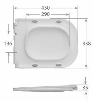 Сидіння-кришка для унітазу Mixxus SEAT COVER QUADRO-2003 з мікроліфтом 430х338х35mm (MI6689)