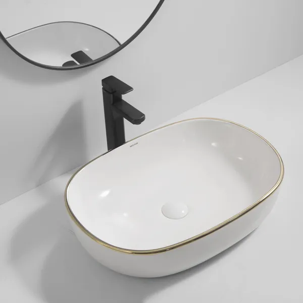 Раковина накладна Mixxus Premium ELLIPSE-0105 EDGE GOLD 600х400х150mm (MP6564)