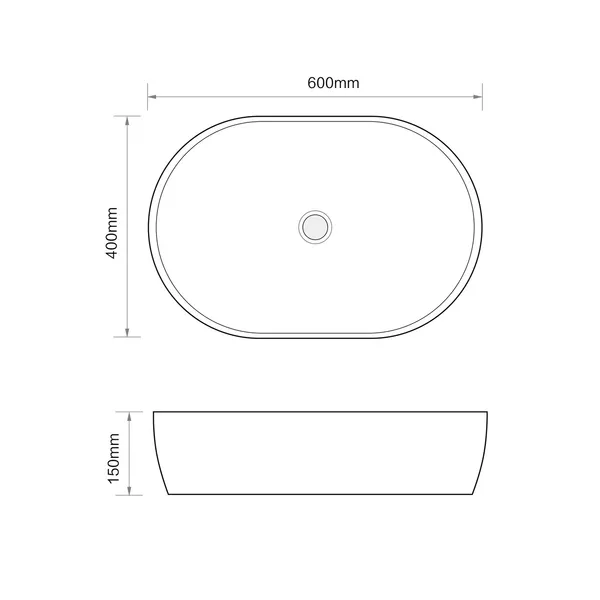 Раковина накладна MIXXUS PREMIUM ELLIPSE-0105 MARBLE-BLACK 600х400х150mm (MP6565)