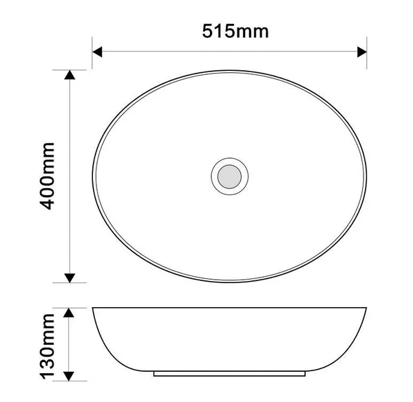 Раковина накладна Mixxus Premium ELLIPSE-0102 515х400х130mm (MP6551)