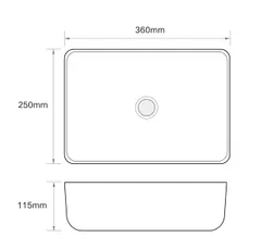 Раковина накладна Mixxus Premium DIVERSE-0103 360х250х115mm (MP6539)