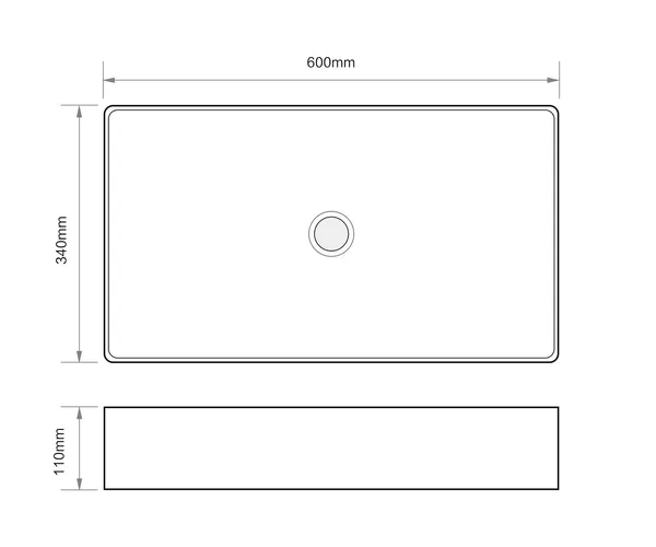 Раковина накладна Mixxus Premium QUADRO-0107 EDGE BLACK 600х340х110mm (MP6521)