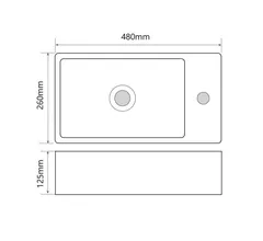 Раковина накладна Mixxus Premium QUADRO-0207 480х260х125mm з отвором під змішувач (MP6503)