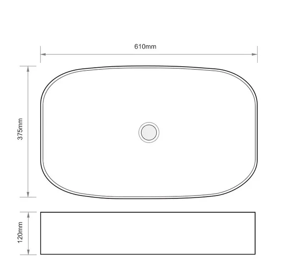 Раковина накладна Mixxus Premium BEVEL-0105 610х375х120mm (MP6524)