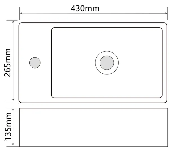 Раковина підвісна Mixxus Premium QUADRO-1201-R 430х265х135mm з отвором під змішувач (MP6504)