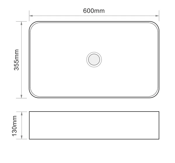 Раковина накладна Mixxus Premium QUADRO-0106 600х355х130mm (MP6523)