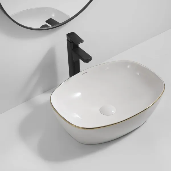 Раковина накладна Mixxus Premium DIVERSE-0109 EDGE GOLD 500х380х140mm (MP6548)