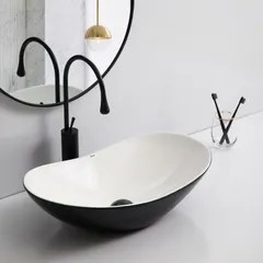 Раковина накладна Mixxus Premium WAVE-0105 WHITE-BLACK 620х360х160mm (MP6558)