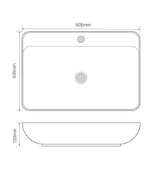 Раковина накладна Mixxus Premium BEVEL-0203 600х405х120mm з отвором під змішувач (MP6513)