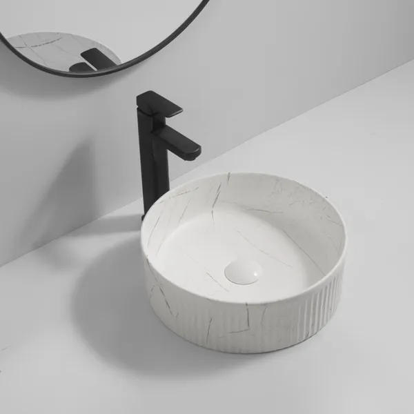 Раковина накладна Mixxus Premium WAVE-0102 MARBLE 370х370х130mm (MP6528)