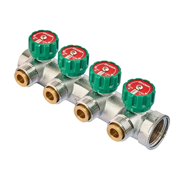Колектор для теплої підлоги Koer KR.1127-4 - 1"x4 - 3/4 Ways (євроконус-площина) (KR4948)