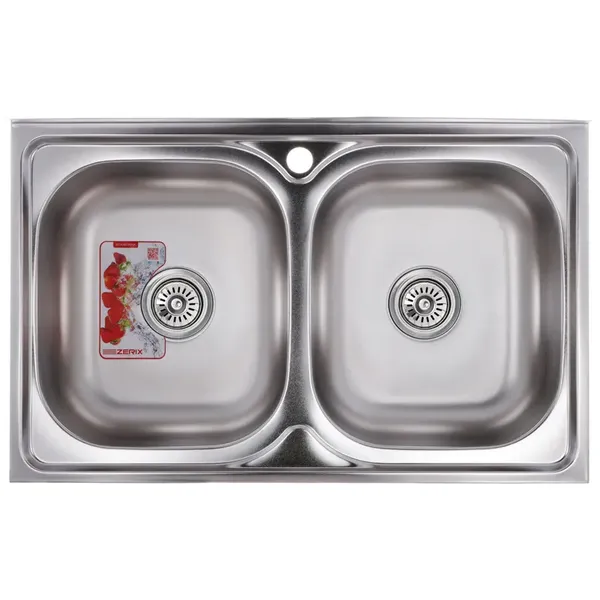 Мийка кухонна ZERIX Z8050D-08-180E DOUBLE (satin) (ZM0569)