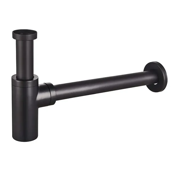 Сифон для раковини Champion SIPHON-02 BLACK без випуску (під донний клапан) без ревізії (Колір чорний) 1 1/4'' (CH0369)