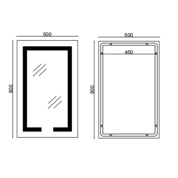 Дзеркало Mixxus HARD MR06-50x80 з Led Touch, Anti-fog, димером, регулятором яскравості, годинником (MI6011)