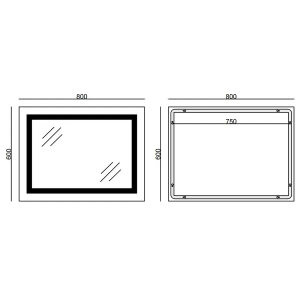 Дзеркало Mixxus LIGHT MR01-80x60 з Led Touch, Anti-fog, димером, регулятором яскравості, годинником (MI5998)