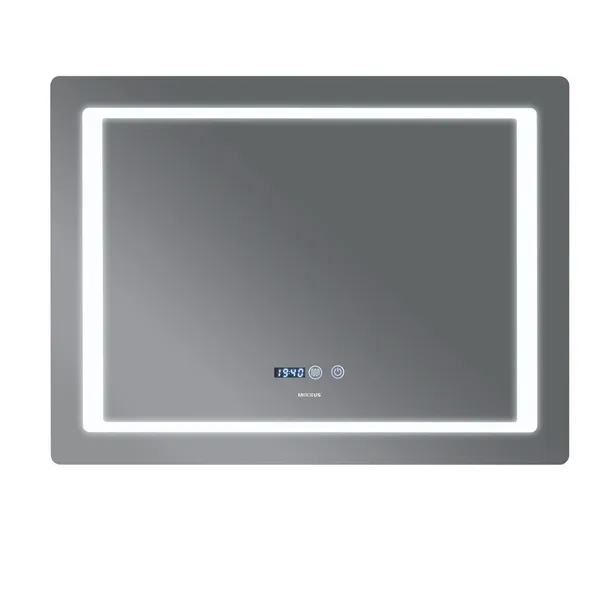 Дзеркало Mixxus STYLE MR03-90x70 з Led Touch, Anti-fog, димером, регулятором яскравості, годинником (MI6007)