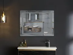 Дзеркало Mixxus STYLE MR03-70x50 з Led Touch, Anti-fog, димером, регулятором яскравості, годинником (MI6006)