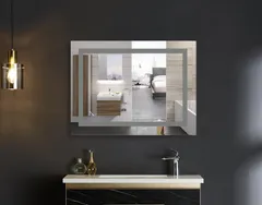Дзеркало Mixxus WARM MR02-90x70-CASE з Led Touch, Anti-fog, димером, регулятором яскравості, годинником (MI6674)